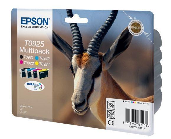 Набор картриджей Epson C13T10854A10 (№T0925), Объем: 4 х 7,4 мл, Копий ( ISO 19752): 240черн, 280цв, Цвет: Для