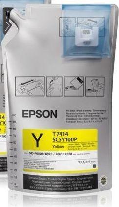 Набор для заправки картриджа Epson C13T773440 (№T7414), Объем: 1 л * 6 шт., Цвет: Жёлтый, Совместимость: SureC