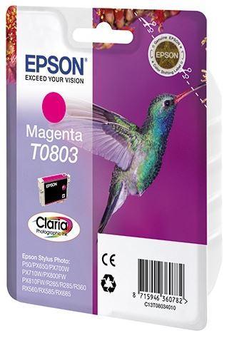 Картридж Epson C13T08034011 (№T0803), Объем: 7,4 мл, Копий ( ISO 19752): 330, Цвет: Пурпурный, Совместимость: