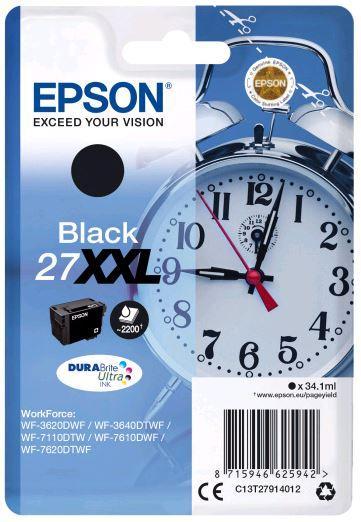 Картридж Epson C13T27914022 (№27XXL), Объем: 34,1 мл, Копий ( ISO 19752): 2200, Цвет: Чёрный, Совместимость: W