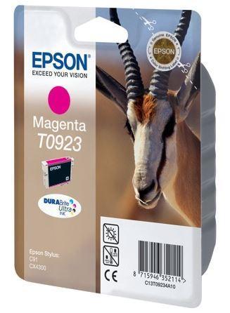 Картридж Epson C13T10834A10 (№T0923), Объем: 5,5 мл, Копий ( ISO 19752): 280, Цвет: Пурпурный, Совместимость:
