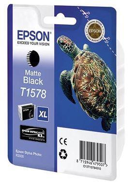 Картридж Epson C13T15784010 (№T1578), Объем: 25,9 мл, Копий ( ISO 19752): 850, Цвет: Чёрный матовый, Совместим