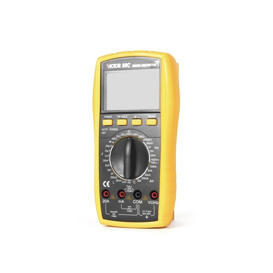 Мультиметр цифровой VICTOR 88C, Измерение: , U+, U~, I+, I~, R, C, t°, T, L, PN переход, Прозвонка