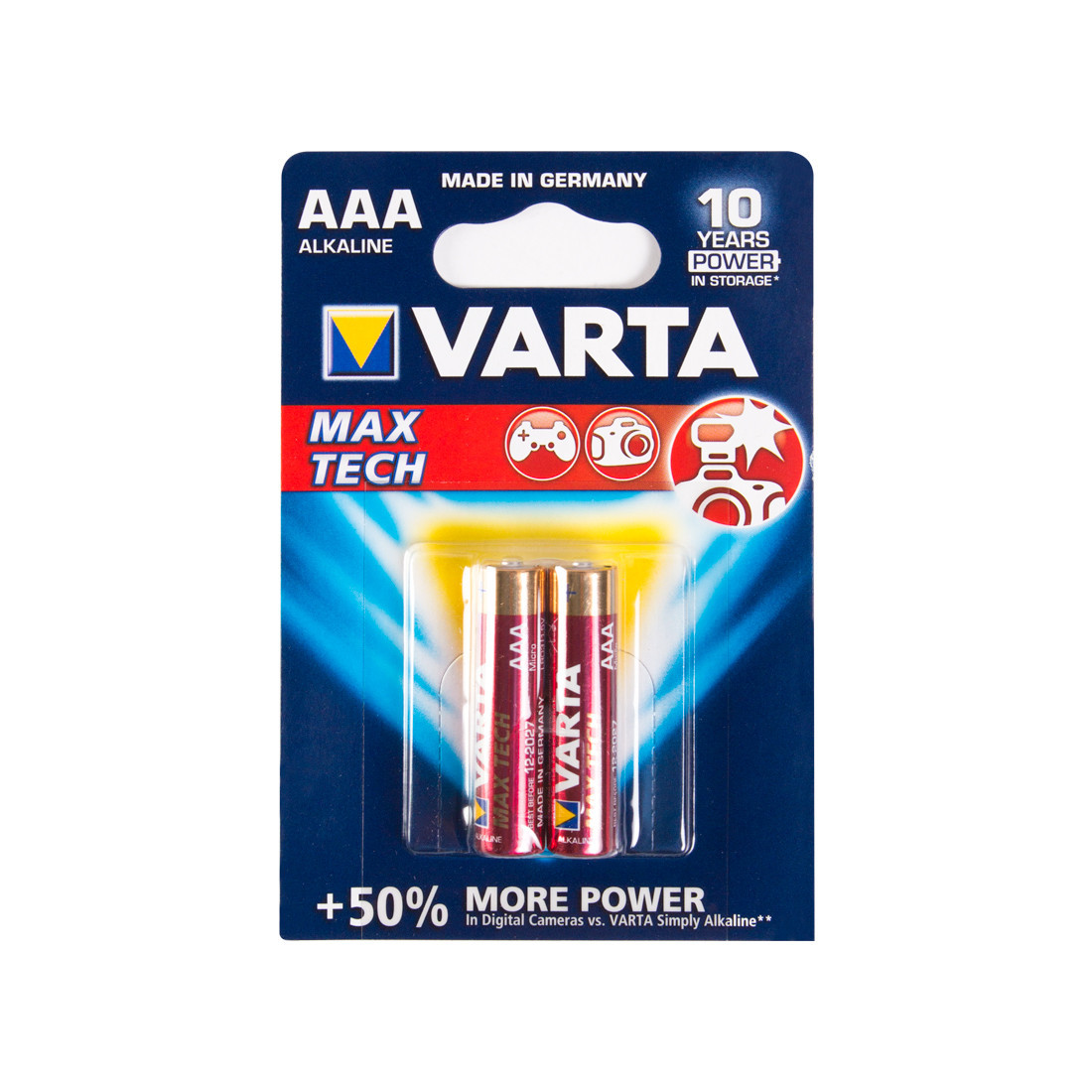 Батарейка VARTA LR03-BP2DG Max tech Micro 1,5 В, Упакова: Блистер 2 шт., Аналоги: LR03\24A\AAA\А286, Тип батар