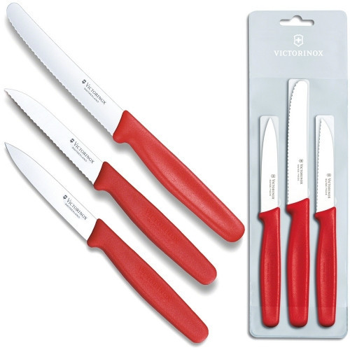 Набор ножей кухонных Victorinox Paring Knife Set Red, Материал клинка: Нержавеющая сталь, Материал рукояти: По