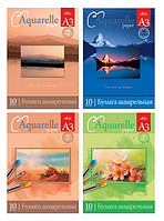 Папка для акварели А3, 302×419 мм, 10 л., КТС-ПРО, внутренний блок 180 г/м2, специальная ак