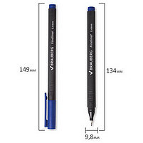 Ручка капиллярная BRAUBERG "Carbon", металлический наконечник, трехгранная, 0,4 мм, синяя, 141522, фото 7
