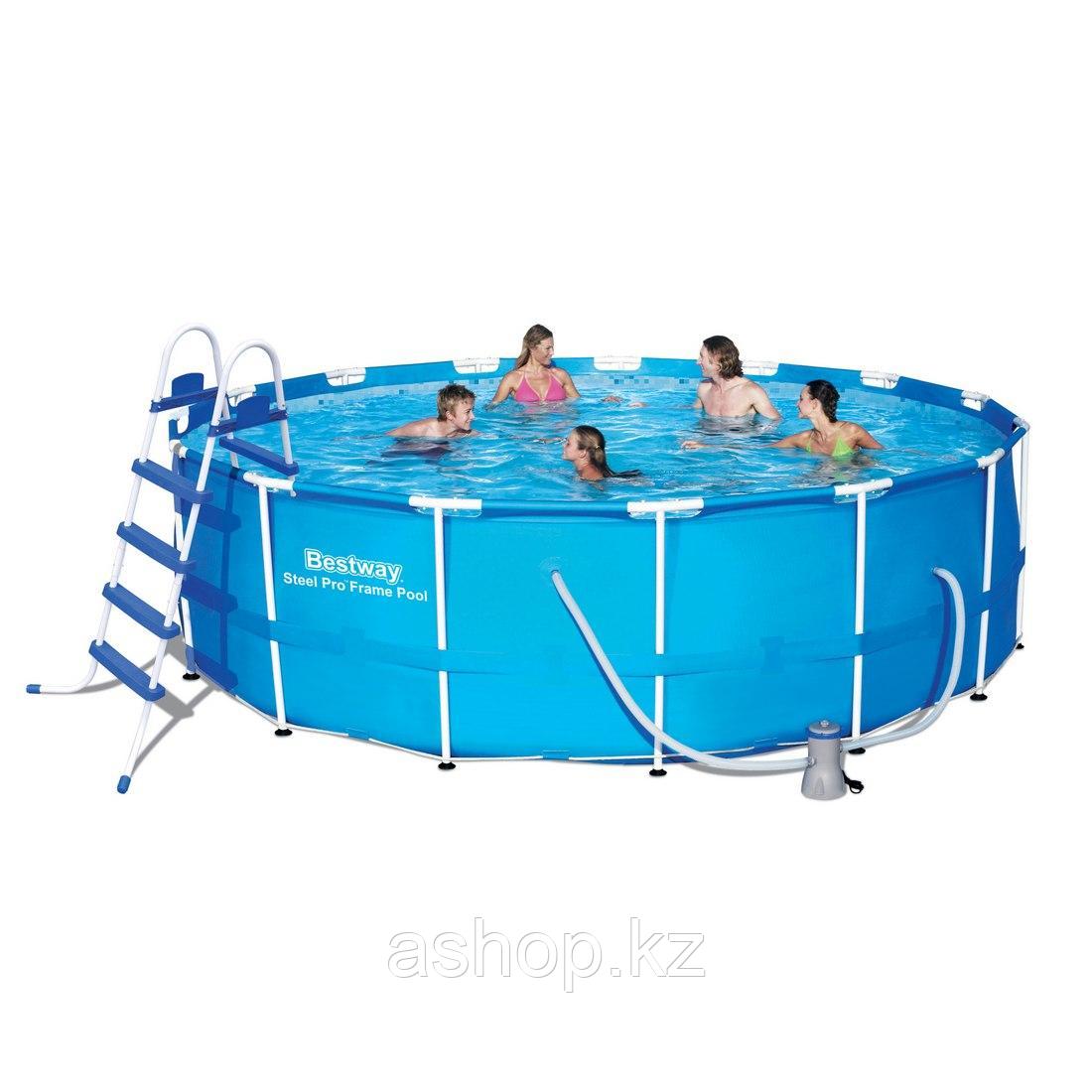 Бассейн каркасный Bestway Steel Pro 56438 (56100), 16015 л,, Насос: 1 249 л/ч, Лестница: Есть, Поливинилхлорид