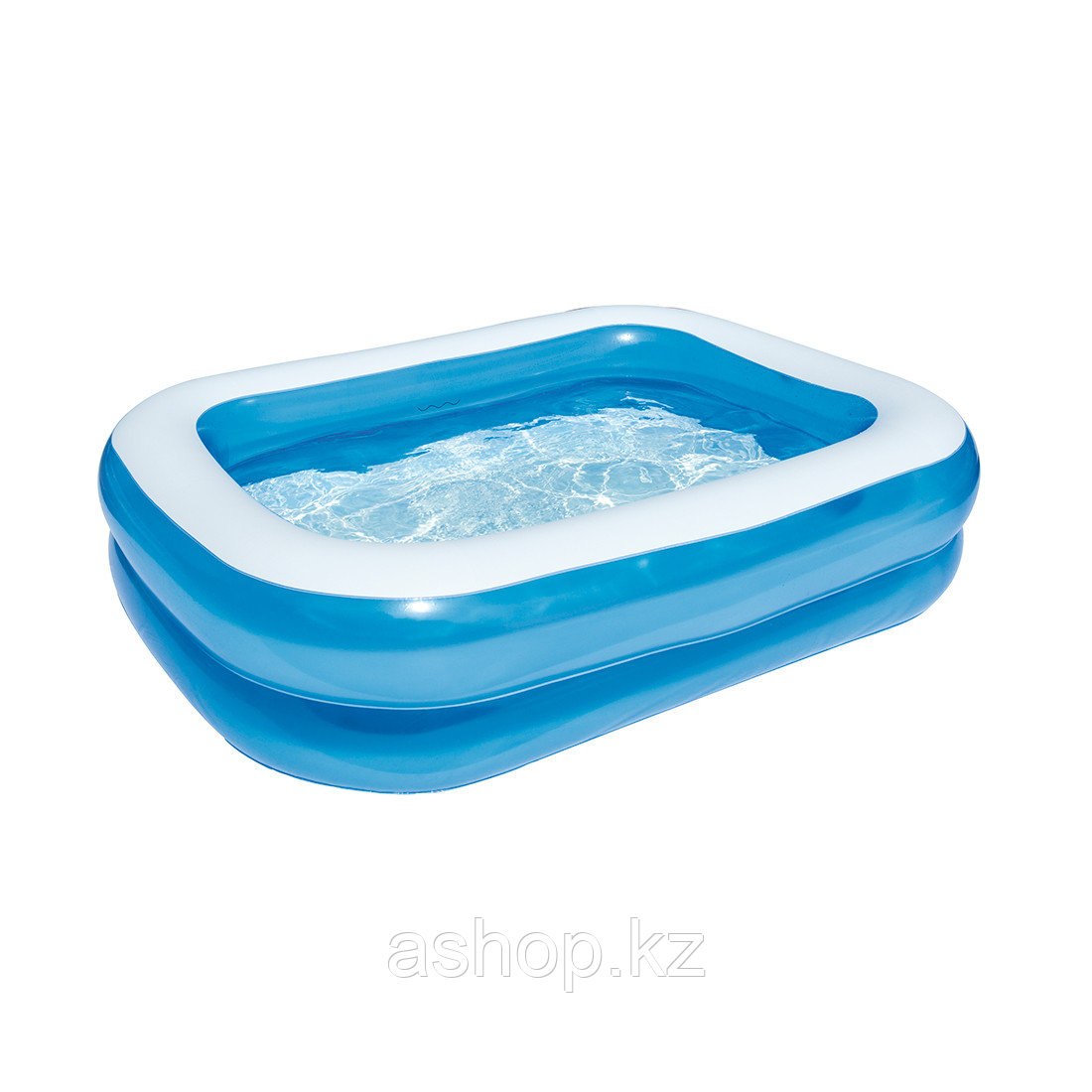 Бассейн надувной Bestway Blue Rectangular, 450 л, Возрост: От 6 лет, Насос: Нет, Лестница: Нет, Поливинилхлори