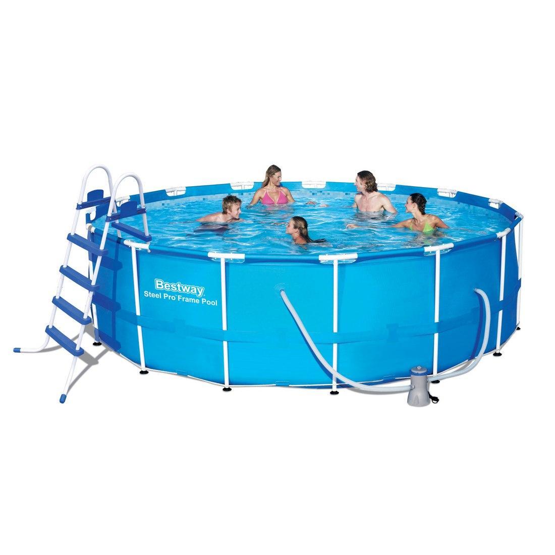 Бассейн каркасный Bestway Steel Pro 56438 (56100), 16015 л,, Насос: 1 249 л/ч, Лестница: Есть, Поливинилхлорид
