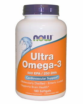 Now Foods, Ultra Omega-3, 500 ЭПК/250 ДГК, 180 мягких таблеток