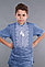 Вышиванка для мальчика 2004, белая вышивка, лен джинс, фото 4