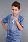 Вышиванка для мальчика 2004, белая вышивка, лен джинс, фото 5