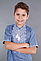 Вышиванка для мальчика 2004, белая вышивка, лен джинс, фото 7
