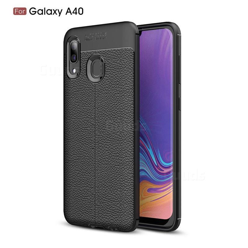 Силиконовый чехол Auto Focus Leather case для Samsung Galaxy A40 A405 2019 (черный)