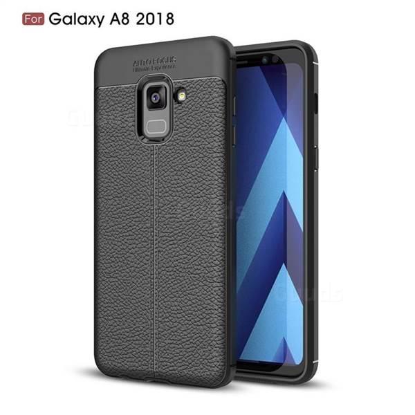 Силиконовый чехол Auto Focus Leather case для Samsung Galaxy A8 A530 2018 (черный)