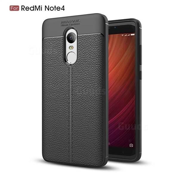 Силиконовый чехол Auto Focus Leather case для Xiaomi Redmi Note 4 (черный), фото 1
