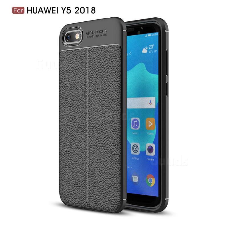 Силиконовый чехол Auto Focus Leather case для Huawei Y5 2018 (черный)