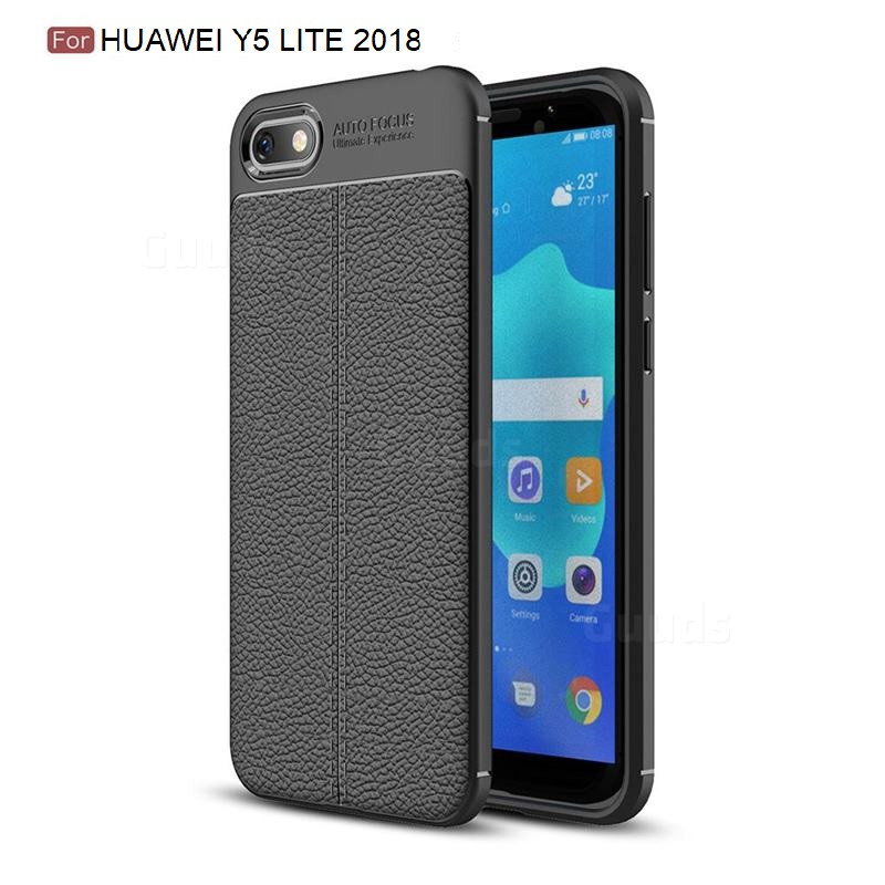 Силиконовый чехол Auto Focus Leather case для Huawei Y5 Lite 2018 (черный)