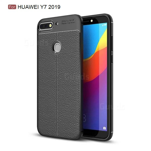 Силиконовый чехол Auto Focus Leather case для Huawei Y7 2019 (черный), фото 1