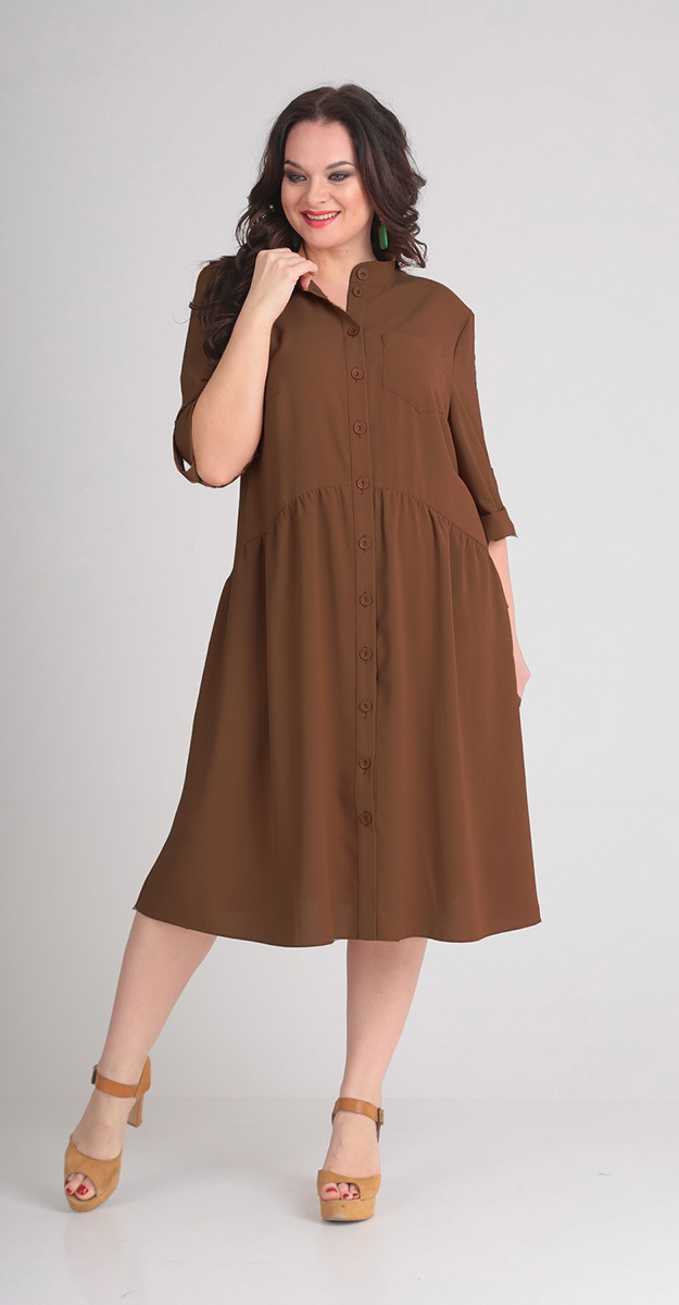 Платье Andrea Style-00142/1, шоколад, 56
