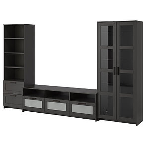 Шкаф для ТВ  комбин/стеклян дверцы БРИМНЭС черный ИКЕА, IKEA, фото 2
