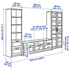 Шкаф для ТВ  комбин/стеклян дверцы БРИМНЭС черный ИКЕА, IKEA, фото 3