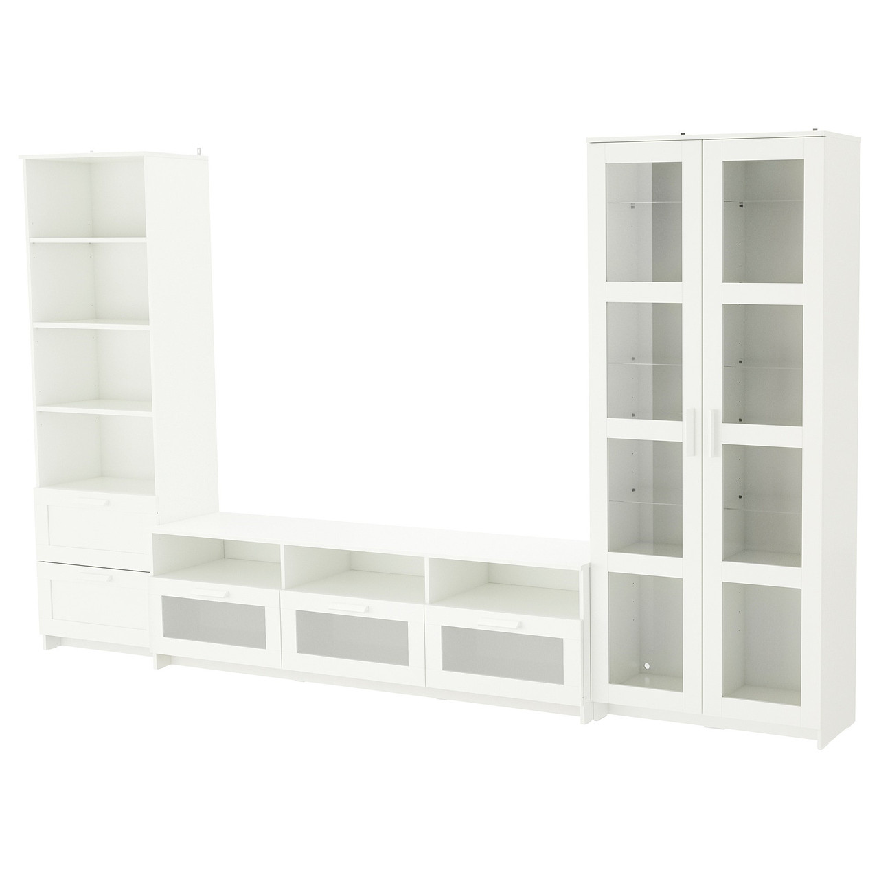 Шкаф для ТВ комбин/стеклян дверцы БРИМНЭС белый ИКЕА, IKEA 