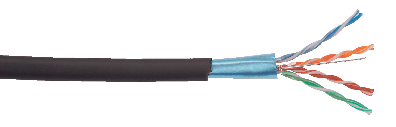 Провод F/UTP (24 AWG), кат.5Е экран, 4 пары, LDPE внеш.черный 305м ITK