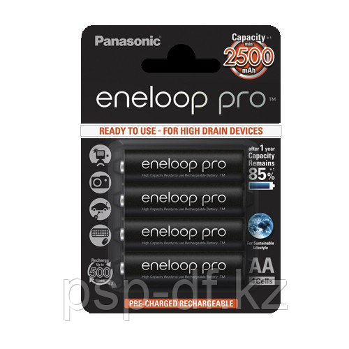 Аккумуляторы Panasonic Eneloop Pro AA 2450mAh 4BP(BK-3HCDEC4BE) с кейсом