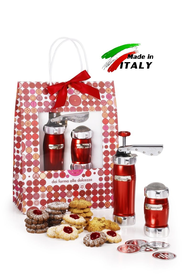 Marcato Pack Rosso Biscuits + Dispenser (2 в 1) пресс для печенья и сито, цвет красный