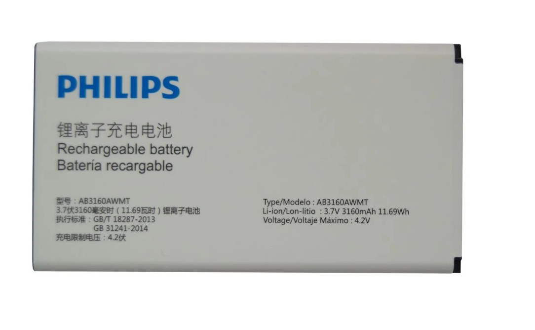 Заводской аккумулятор для Philips E570 (AB3160AWMT, 3160 mah)