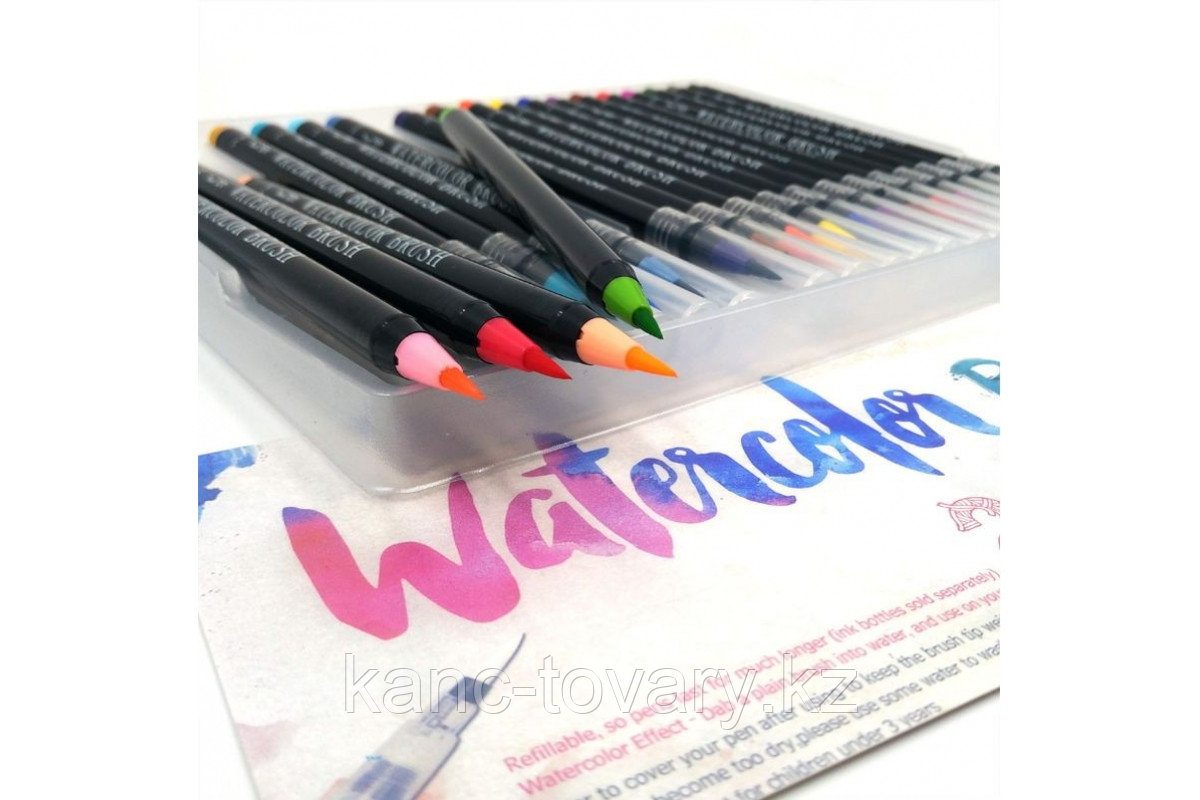 Ручка-кисточка акварельная художественная (для каллиграфии маркер) набор 7 цветов - фото 1 - id-p64934120