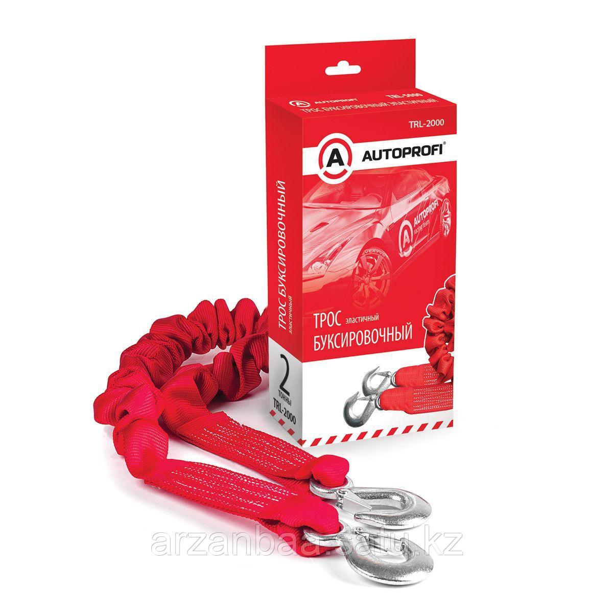 Трос буксировочный AUTOPROFI,канат эластичный, 2т., 1,5-4 м, 2 крюка,1/20
