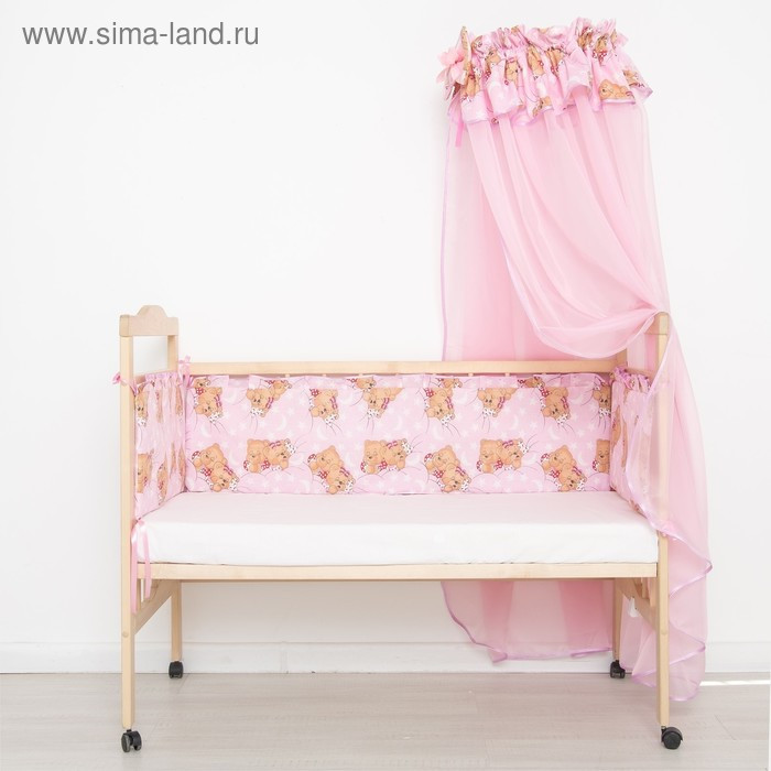 Комплект в кроватку "Спящие мишки" (2 предмета), цвет розовый 15152