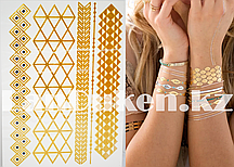 Временное тату Jinshi Meinzhuan геометрические узоры золотые 210x150mm