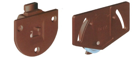 Ролики для системы лоретта (комплект 1 дверь, 2 нижних, 2 верхних),коричневый.