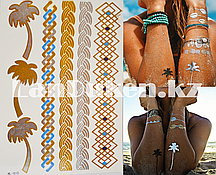 Временное тату Jinshi Meinzhuan ML-010 узоры пальма золотые 210x150mm