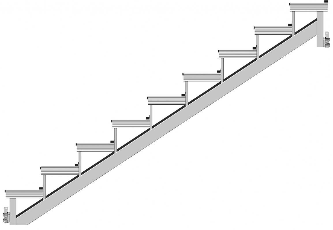 U-образная балка маршевой лестницы 500, 9 ступ. (высота уровня 2.0 м) 2.0 x 2.57 - фото 1 - id-p4837784