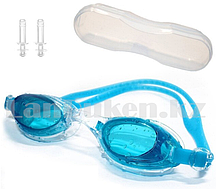 Очки для плавания в пластиковом чехле с берушами, голубые