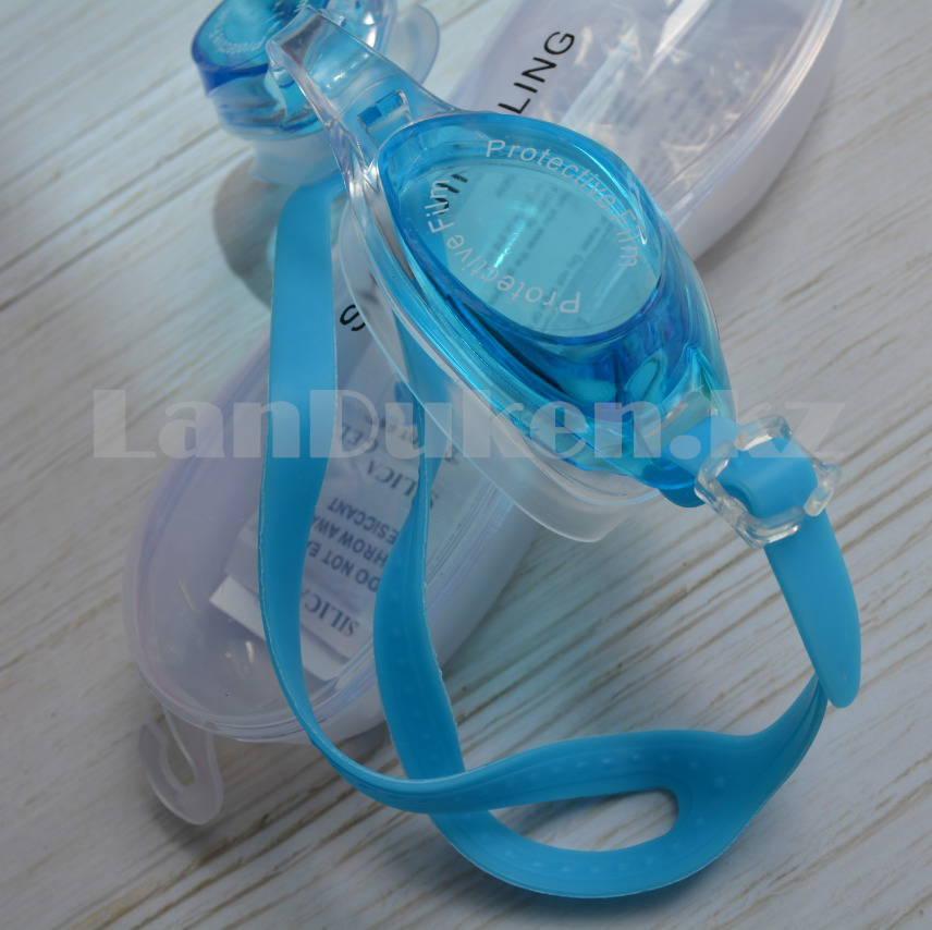 Очки для плавания в пластиковом чехле с берушами, голубые - фото 4 - id-p65064881