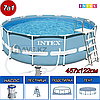 Круглый каркасный бассейн, Intex 26726, размер 457х122 см, фильтр производительностью 2.006 л\час 