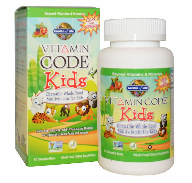 Garden of Life, Vitamin Code, для детей, жевательные цельнопищевые мультивитамины для детей, вишня, 60 жевател