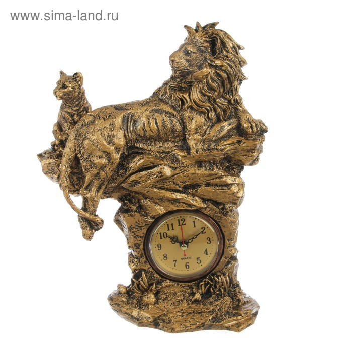 Часы настольные "Царь горы", цвет потускневшее золото, 33х22 см