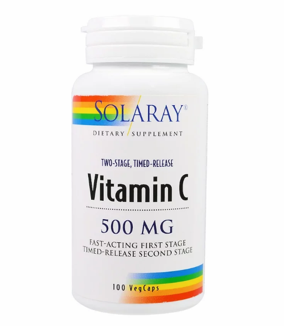 Solaray, Витамин С, 500 мг, 100 вегетарианских капсул