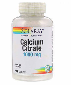 Solaray, Цитрат кальция, 1000 мг, 120 растительных капсул