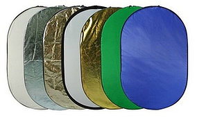 Отражатель 90 × 60 см 7 в 1 - золото, серебро, белый, чёрный, синий, зелёный, рассеиватель