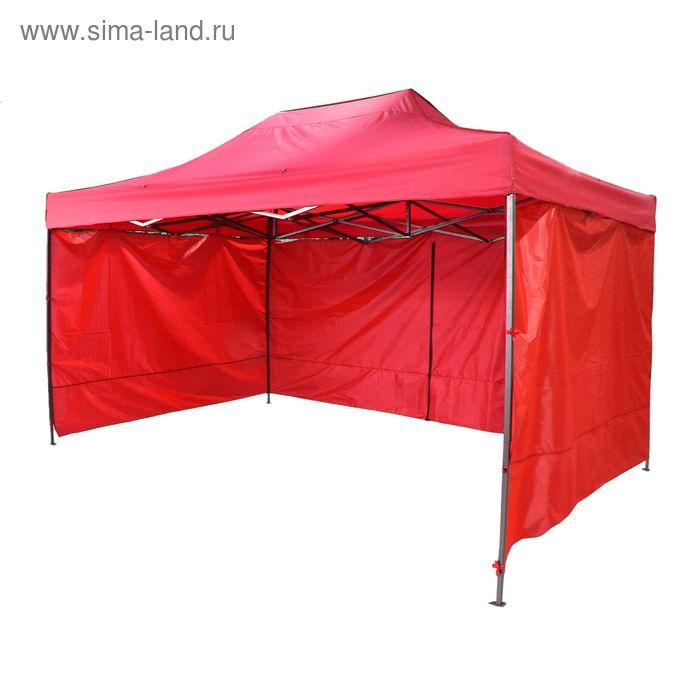 Палатка торговая 290*430*310 см, каркас складной черный, с молнией, цвет красный