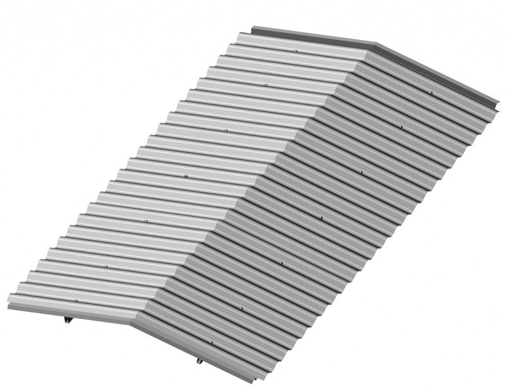Кассетная крыша с гофрированными листами (ridge cassette, with corrugated sheet)