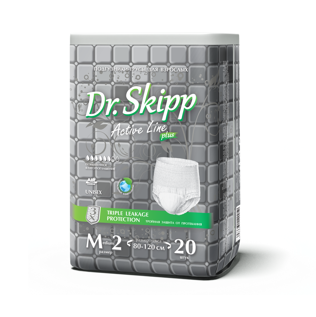 Трусы-подгузники для взрослых Dr. Skipp Active Line M-3	(20 шт в упаковке)			